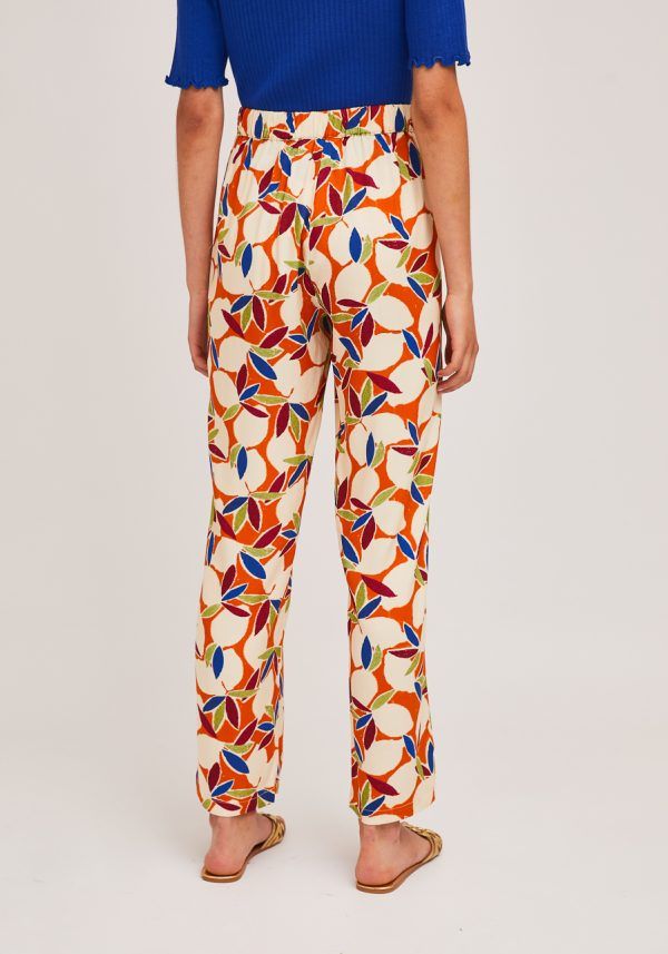 PANTALON ESTAMPADO FLORAL AZUL Y NARANJA