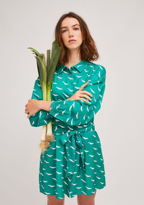 VESTIDO VERDE ESTAMPADO SHOES - Imagen 4
