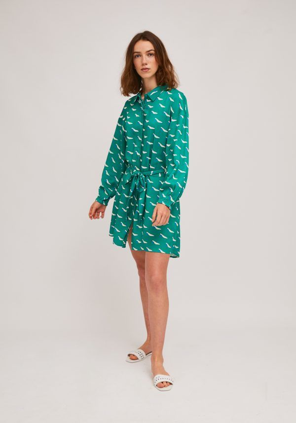 VESTIDO VERDE ESTAMPADO SHOES - Imagen 5