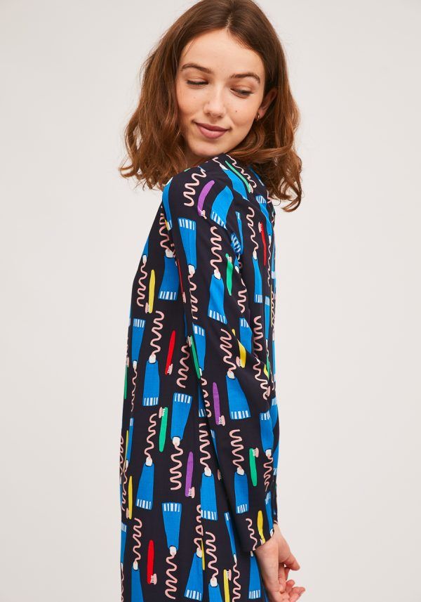 VESTIDO NEGRO ESTAMPADO - Imagen 3