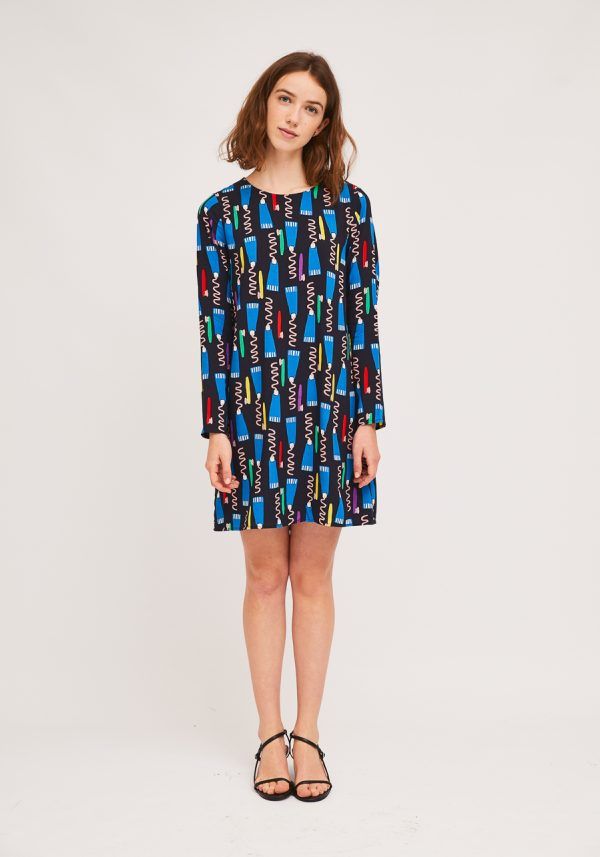 VESTIDO NEGRO ESTAMPADO - Imagen 2