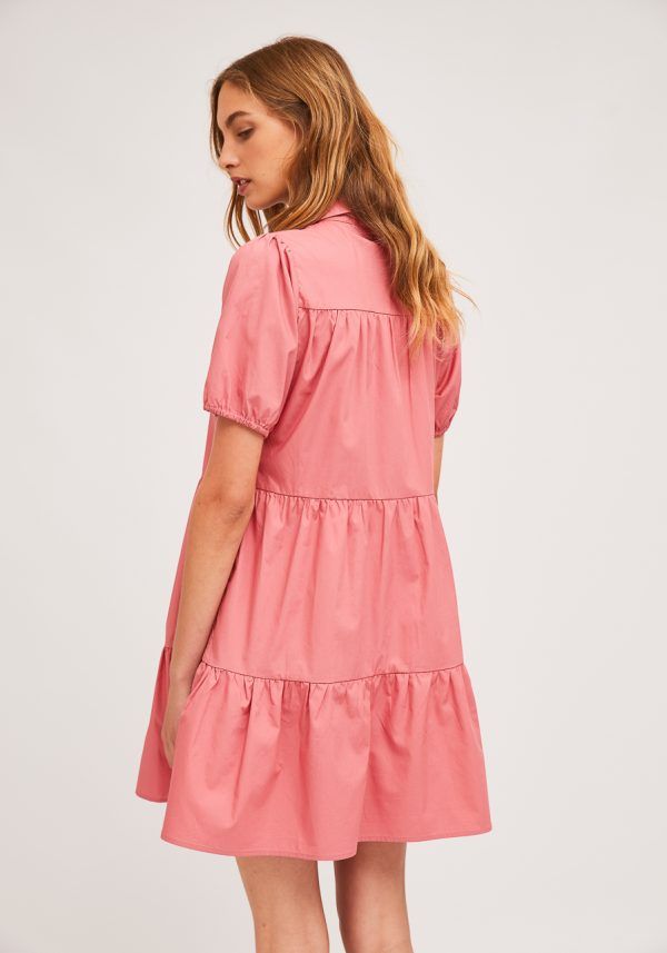 VESTIDO ROSA CUELLO CAMISERO - Imagen 3