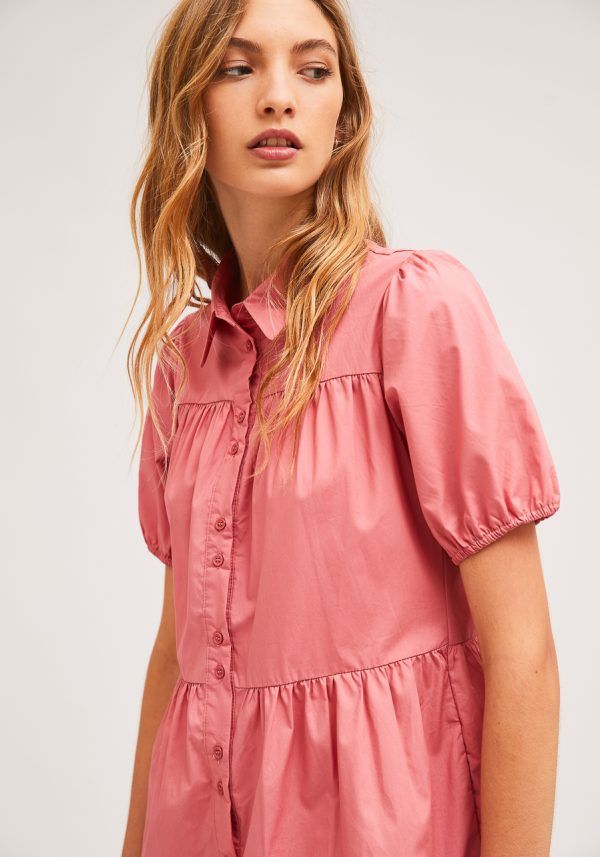 VESTIDO ROSA CUELLO CAMISERO - Imagen 2