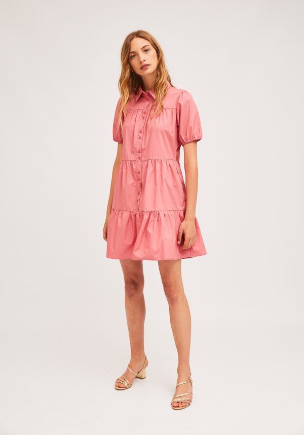 VESTIDO ROSA CUELLO CAMISERO - Imagen 4