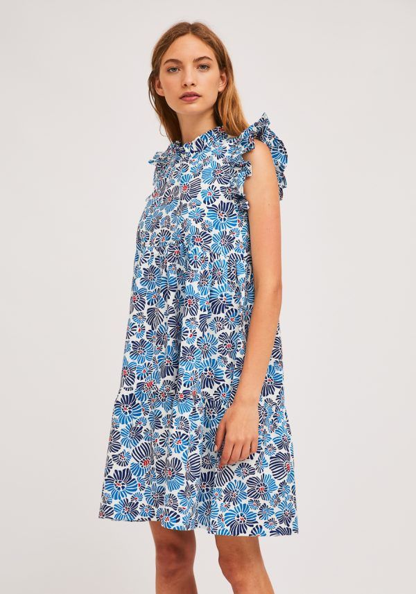 VESTIDO ESTAMPADO FLORAL AZUL - Imagen 6
