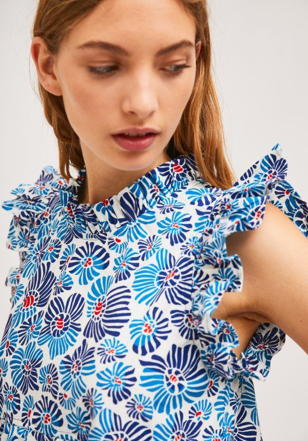 VESTIDO ESTAMPADO FLORAL AZUL - Imagen 4