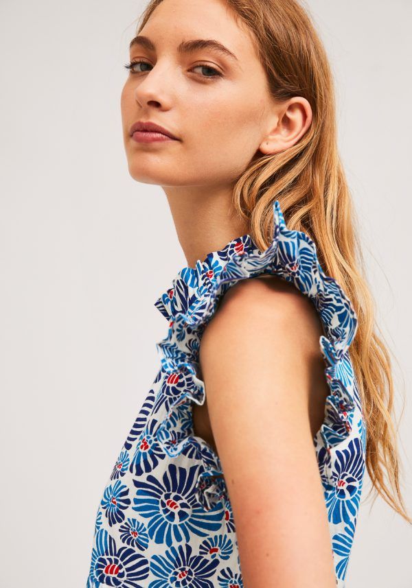 VESTIDO ESTAMPADO FLORAL AZUL - Imagen 2