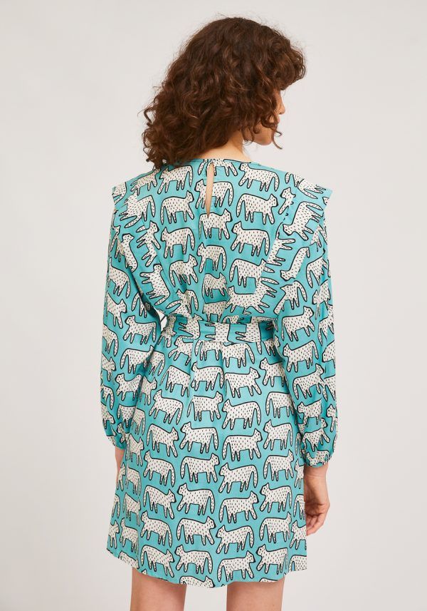 VESTIDO ESTAMPADO GATOS GREEN - Imagen 5