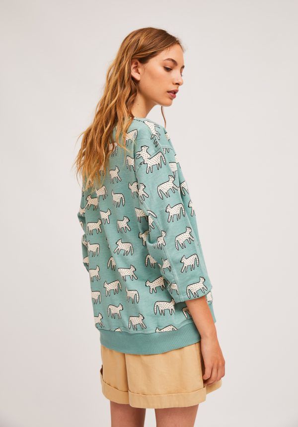 SUDADERA ESTAMPADO GATOS GREEN - Imagen 2