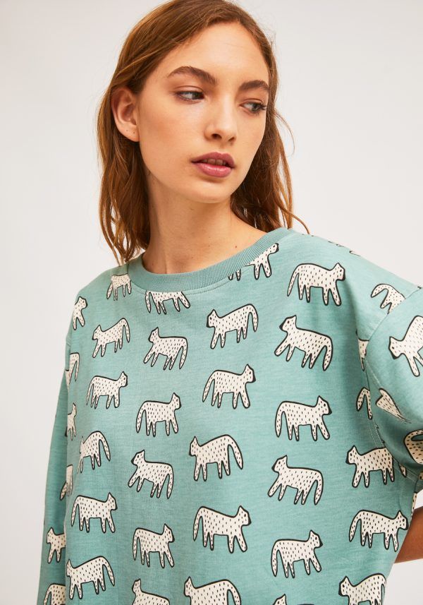 SUDADERA ESTAMPADO GATOS GREEN - Imagen 3