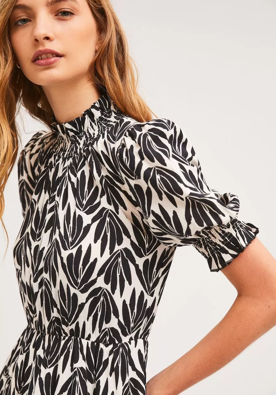 VESTIDO ESTAMPADO NEGRO Y BLANCO Dulce Locura tu tienda online