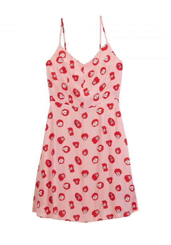 VESTIDO ROSA TIRANTES ESTAMPADO MONO - Imagen 3