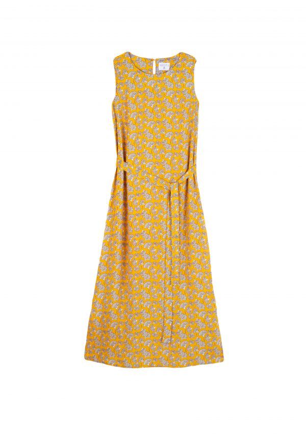 VESTIDO AMARILLO CON ESTAMPADO ABANICOS - Imagen 5