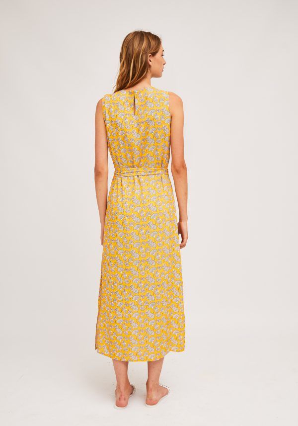 VESTIDO AMARILLO CON ESTAMPADO ABANICOS - Imagen 2