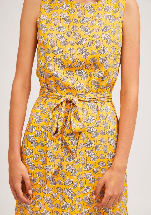 VESTIDO AMARILLO CON ESTAMPADO ABANICOS - Imagen 3