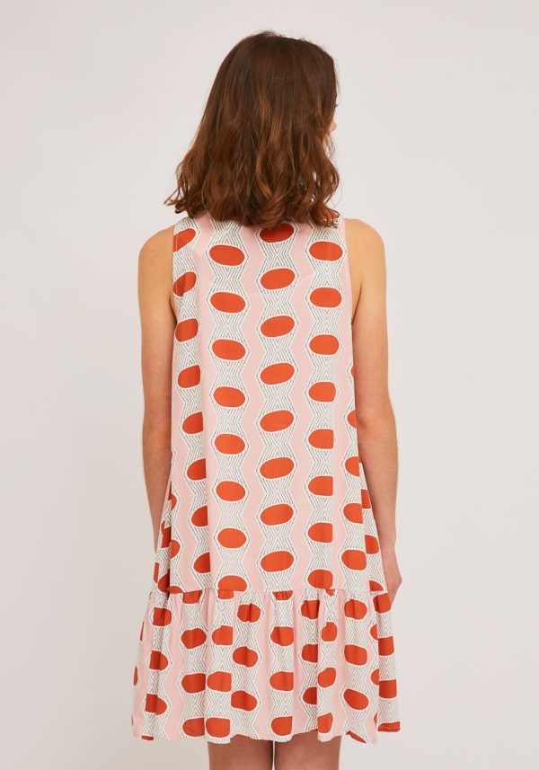 VESTIDO CAMISERO CON ESTAMPADO GEOMETRICO Y VOLANTE - Imagen 5