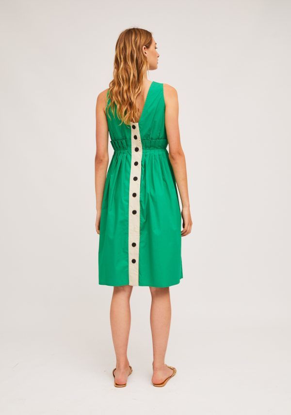 VESTIDO VERDE CON DETALLE PLISADO - Imagen 2