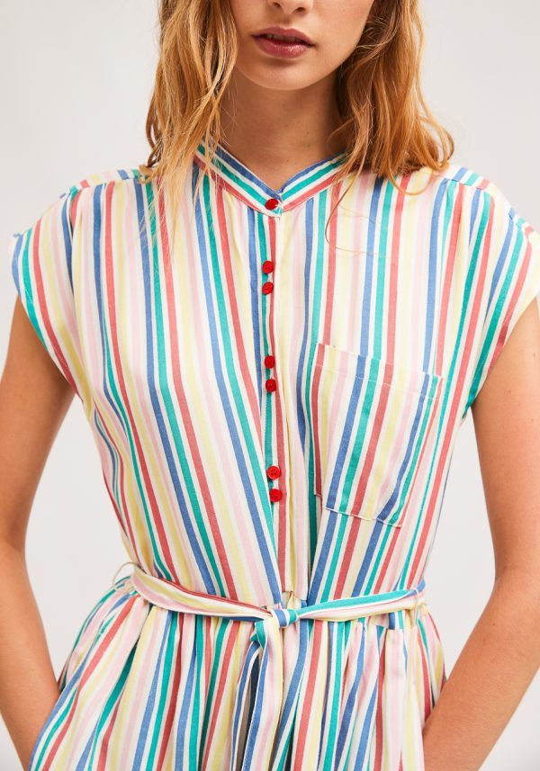VESTIDO DE RAYAS CON CINTURON SIN MANGAS - Imagen 5