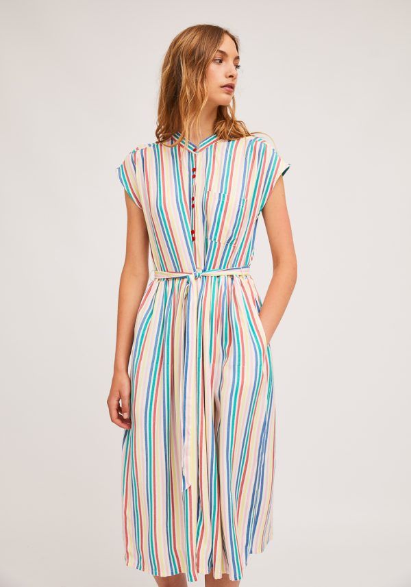 VESTIDO DE RAYAS CON CINTURON SIN MANGAS - Imagen 3