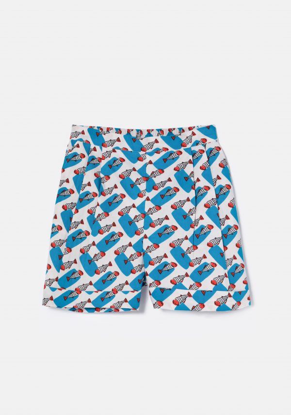 SHORTS CON ESTAMPADO DE PECES