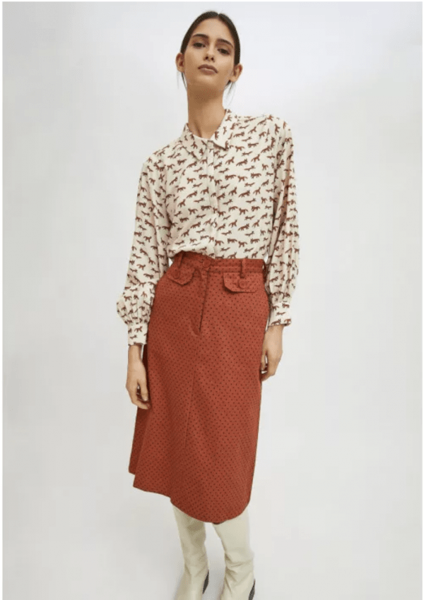 CAMISA EN TEJIDO FLUIDO CON ANIMAL PRINT DE ZORROS - Imagen 2