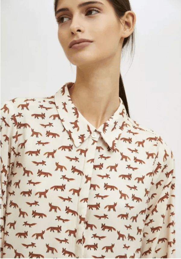 CAMISA EN TEJIDO FLUIDO CON ANIMAL PRINT DE ZORROS - Imagen 3