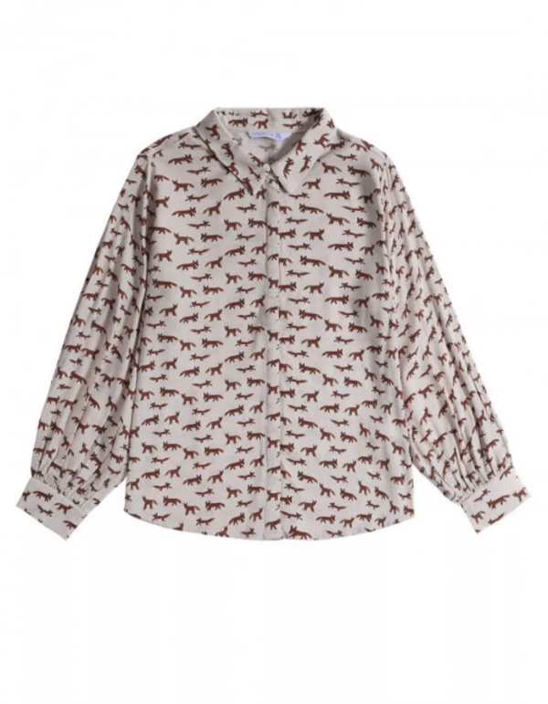 CAMISA EN TEJIDO FLUIDO CON ANIMAL PRINT DE ZORROS - Imagen 5