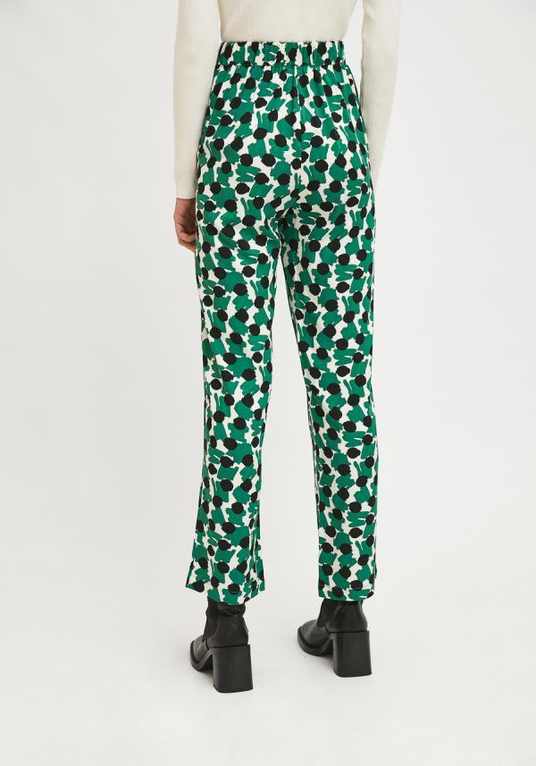 PANTALÓN RECTO FLUIDO CON ESTAMPADO GEOMÉTRICO VERDE - Imagen 5