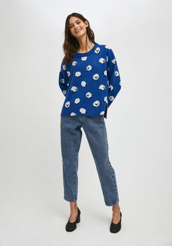 JERSEY DE PUNTO OVERSIZE DE CUELLO REDONDO CON ANIMAL PRINT DE OVEJAS - Imagen 3