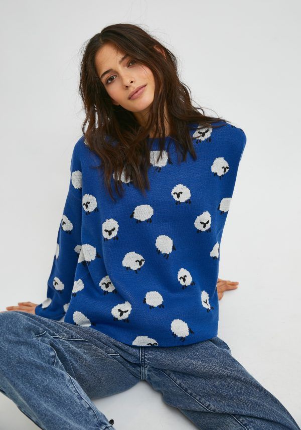 JERSEY DE PUNTO OVERSIZE DE CUELLO REDONDO CON ANIMAL PRINT DE OVEJAS - Imagen 5