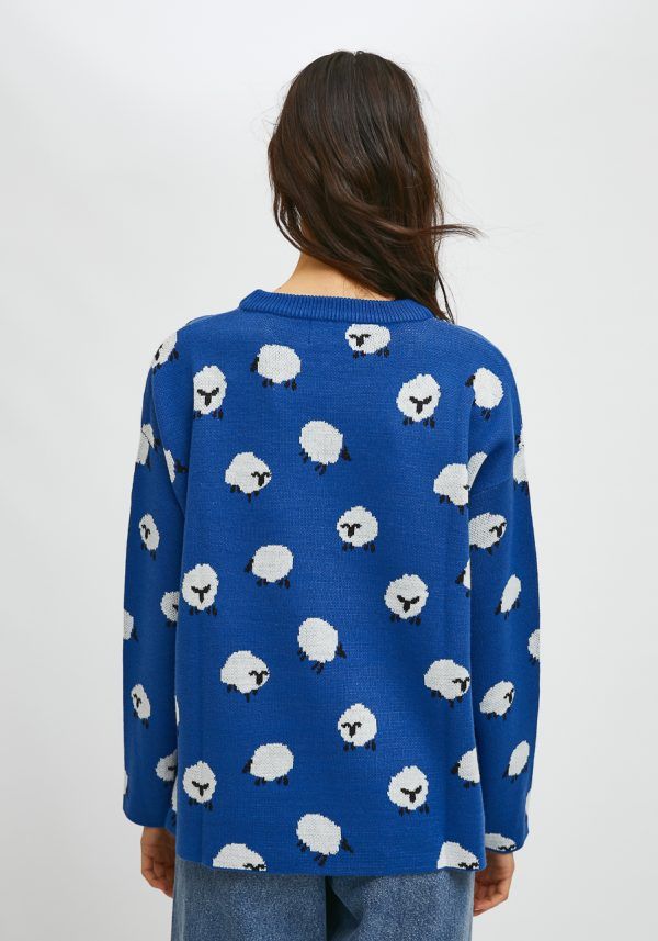 JERSEY DE PUNTO OVERSIZE DE CUELLO REDONDO CON ANIMAL PRINT DE OVEJAS - Imagen 4