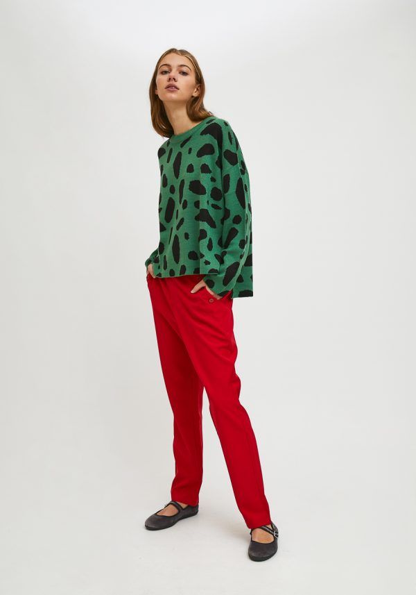 JERSEY DE PUNTO OVERSIZE DE CUELLO REDONDO CON ESTAMPADO DE GEOMÉTRICO VERDE - Imagen 3