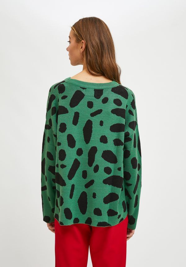 JERSEY DE PUNTO OVERSIZE DE CUELLO REDONDO CON ESTAMPADO DE GEOMÉTRICO VERDE - Imagen 5