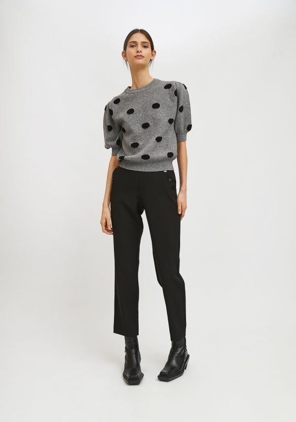 JERSEY DE PUNTO FINO DE MANGA CORTA CON ESTAMPADO DE LUNARES GRIS - Imagen 3