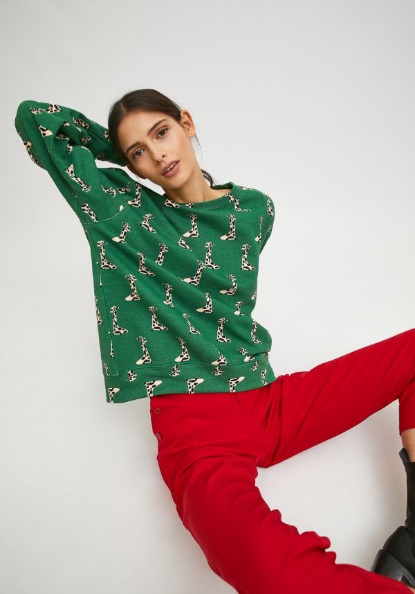 SUDADERA DE ALGODÓN CON ANIMAL PRINT DE JIRAFAS - Imagen 3