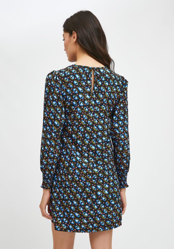 VESTIDO EVASÉ CORTO CON ESTAMPADO GEOMÉTRICO DE OJOS - Imagen 3