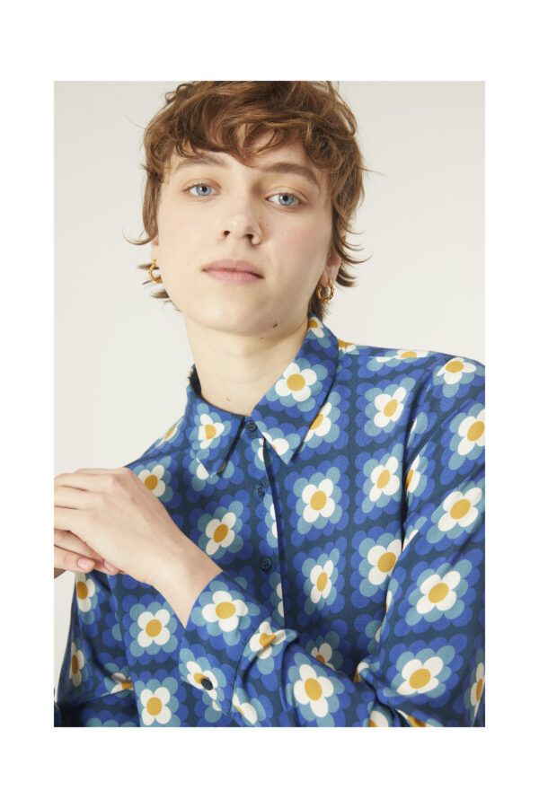 CAMISA DE MANGA LARGA CON ESTAMPADO FLORAL DE CROCHET EN VISCOSA LENZING™ ECOVERO™ - Imagen 3