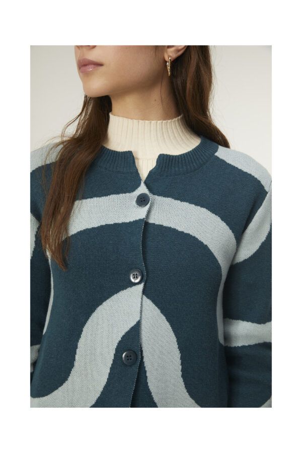 CHAQUETA DE PUNTO JACQUARD CON MANGA LARGA Y ESTAMPADO DE ONDAS - Imagen 3