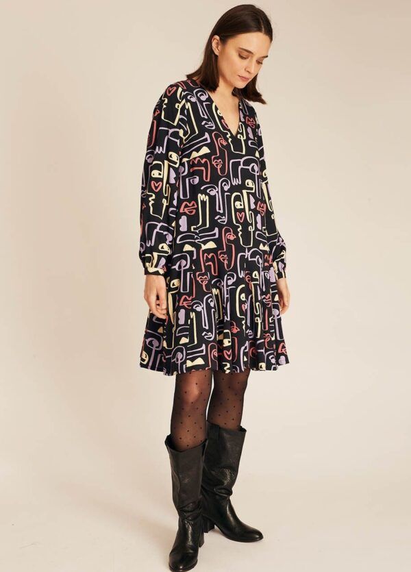 FACES PRINT WIDE DRESS - Imagen 2