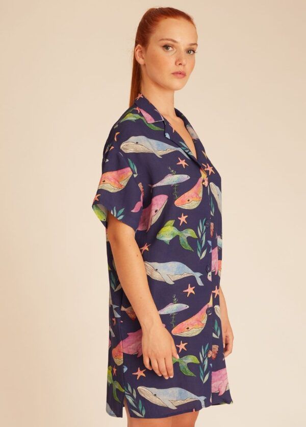 WHALES BUTTONED DRESS