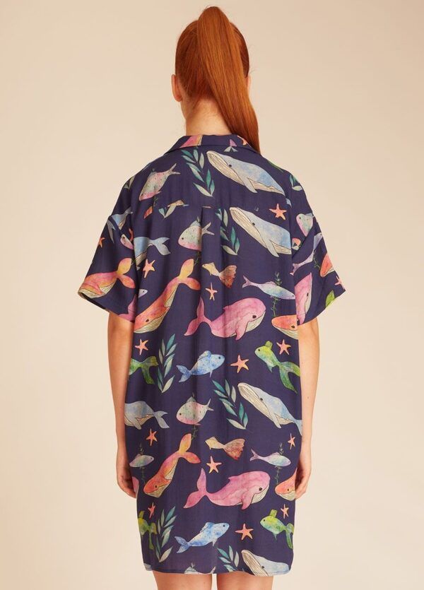 WHALES BUTTONED DRESS