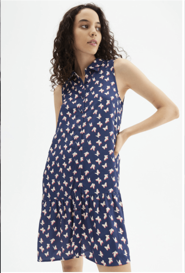 Vestido corto sin mangas con estampado de mariposas - Imagen 3