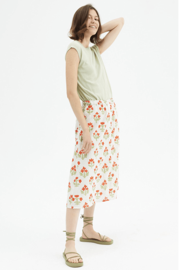 Falda midi con botones y estampado floral - Imagen 2