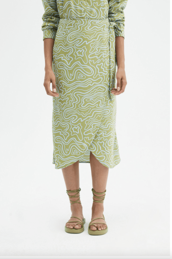 Falda midi envolvente con estampado de ondas - Imagen 2