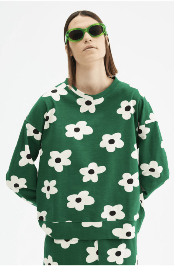 Sudadera de felpa con estampado de floral