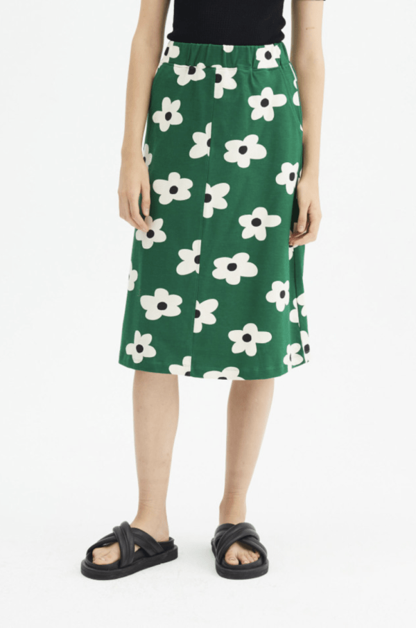 Falda midi de felpa con estampado floral