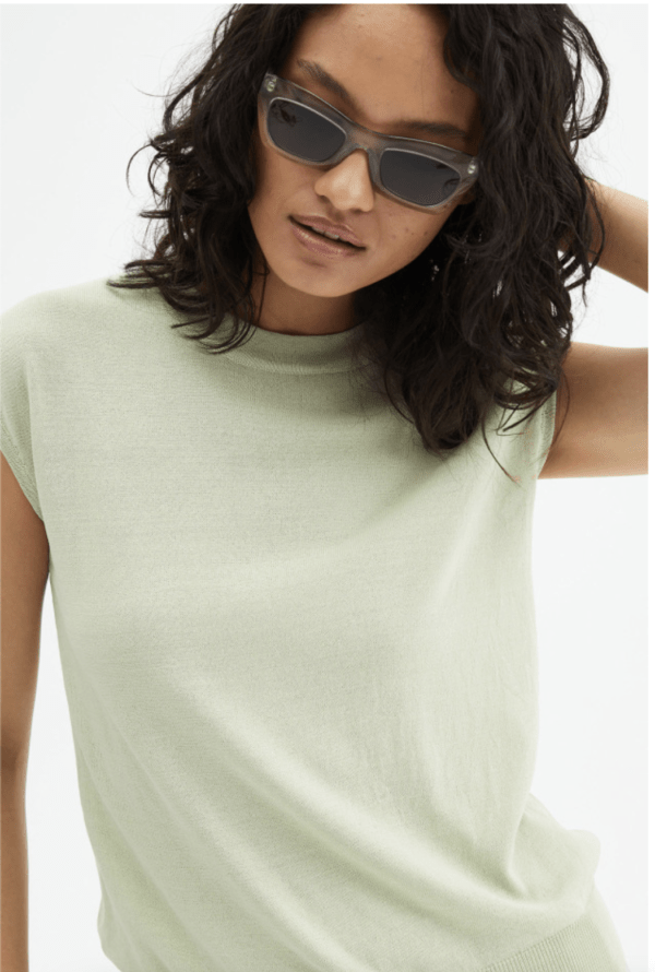 Jersey oversize de punto sin mangas verde - Imagen 2