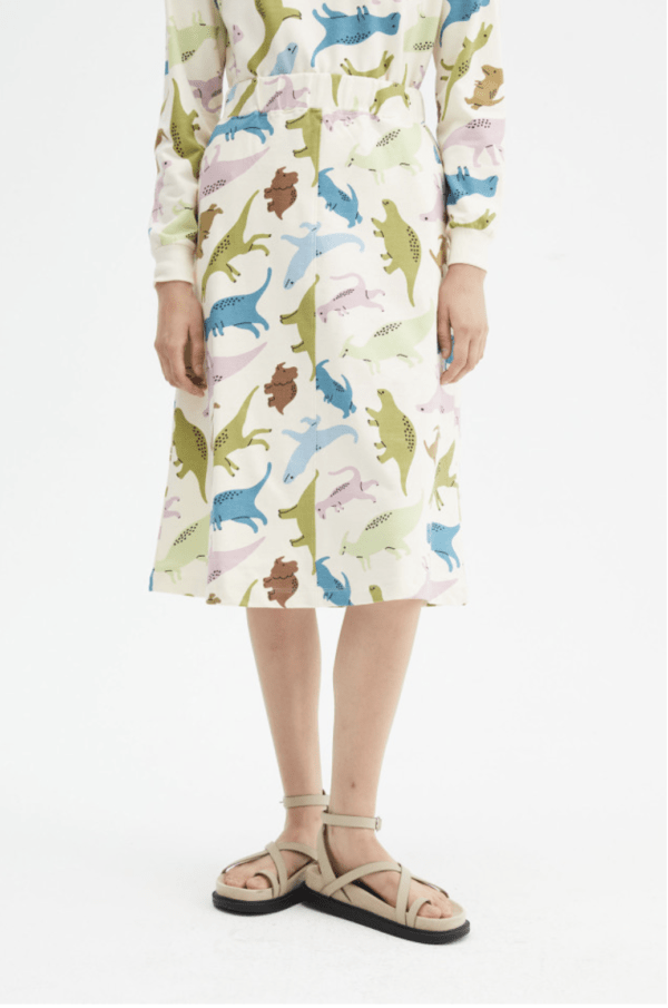 Falda midi de felpa con estampado de dinosaurios - Imagen 2