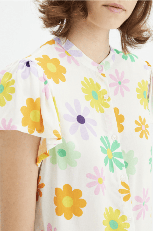 Camisa con cuello mao y estampado floral - Imagen 2
