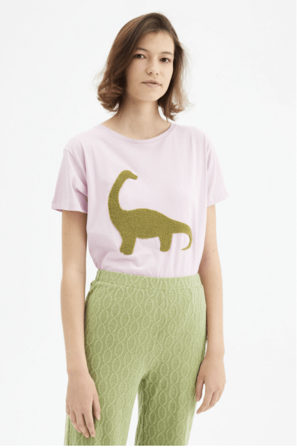 Camiseta de algodón con estampado de dinosaurio
